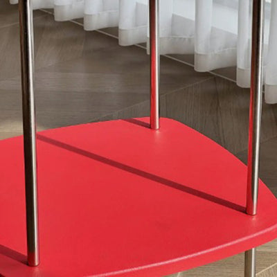 Modern Eclectic Square Rounded-Edge MDF Carbon Steel Movable Side Table 2-Tier For Living Room