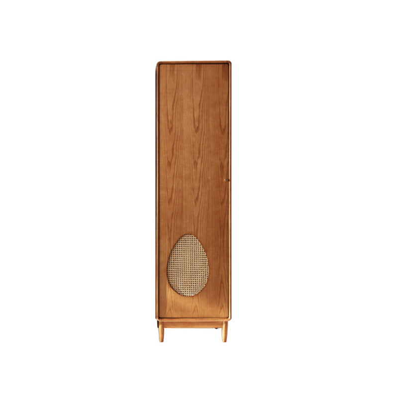 Contemporary Nordic Ash Wood &amp; Plywood Rectangular Minimalist Wardrobe Closet Cabinet With Rattan Doors Space Saving Storage For Bedroom