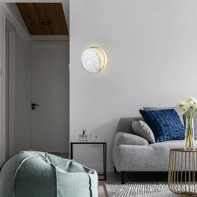 Moderne Art Deco Metall Marmor Kreis LED Wandleuchte Lampe Für Schlafzimmer 
