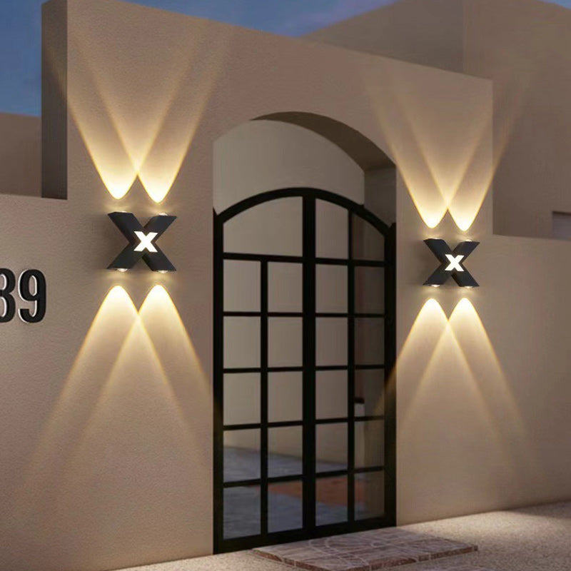 Lámpara de Aplique de Pared LED de Aluminio Impermeable con Geometría de Simplicidad Moderna para Patio Exterior 