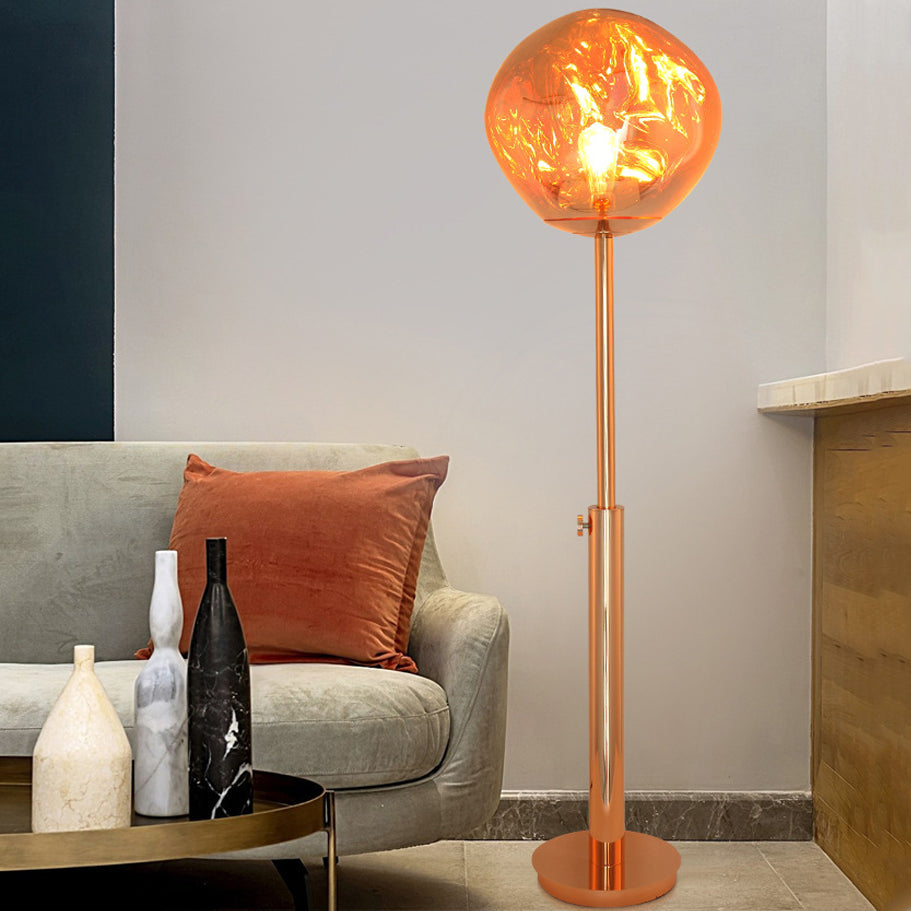 Lampe de sol contemporaine nordique en acrylique PVC à hauteur réglable avec cercle irrégulier en lave pour salon 