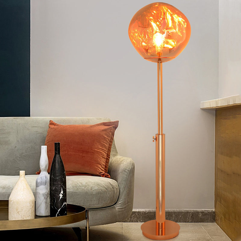 Contemporary Nordic Lava Irregular Circle Adjustable Height Acrylic PVC 1 - Light Standing Floor Lamp For Living Room