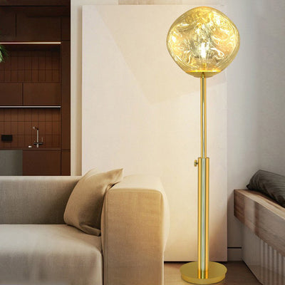Contemporary Nordic Lava Irregular Circle Adjustable Height Acrylic PVC 1 - Light Standing Floor Lamp For Living Room