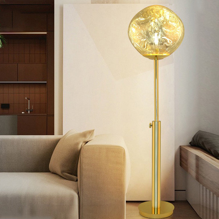 Contemporary Nordic Lava Irregular Circle Adjustable Height Acrylic PVC 1 - Light Standing Floor Lamp For Living Room