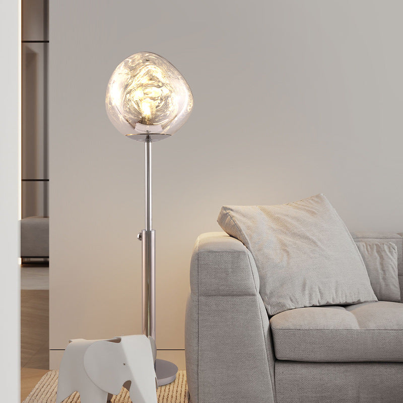 Lampe de sol contemporaine nordique en acrylique PVC à hauteur réglable avec cercle irrégulier en lave pour salon 