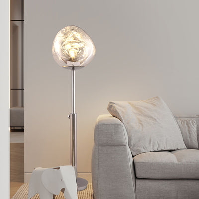Contemporary Nordic Lava Irregular Circle Adjustable Height Acrylic PVC 1 - Light Standing Floor Lamp For Living Room