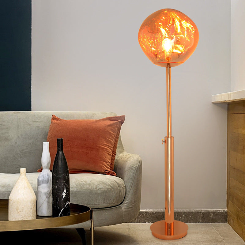 Contemporary Nordic Lava Irregular Circle Adjustable Height Acrylic PVC 1 - Light Standing Floor Lamp For Living Room