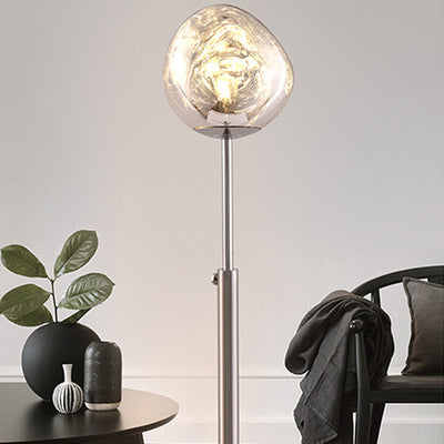 Contemporary Nordic Lava Irregular Circle Adjustable Height Acrylic PVC 1 - Light Standing Floor Lamp For Living Room