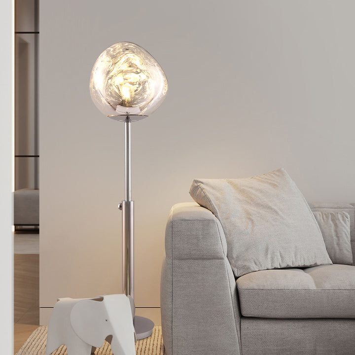 Lampe de sol contemporaine nordique en acrylique PVC à hauteur réglable avec cercle irrégulier en lave pour salon 