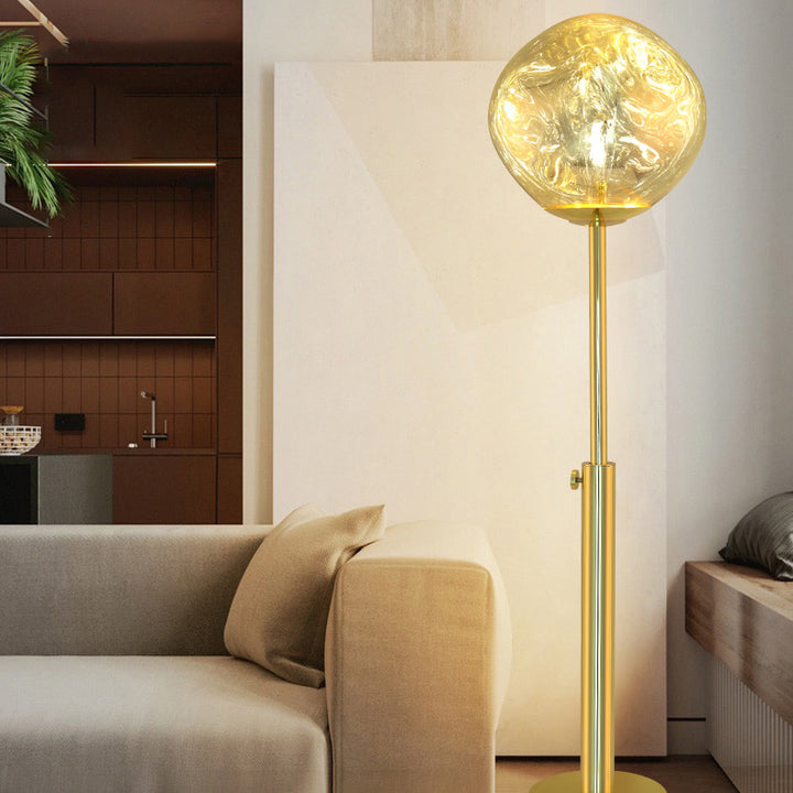 Lampe de sol contemporaine nordique en acrylique PVC à hauteur réglable avec cercle irrégulier en lave pour salon 