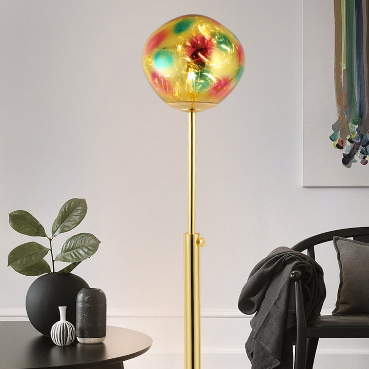 Lampe de sol contemporaine nordique en acrylique PVC à hauteur réglable avec cercle irrégulier en lave pour salon 