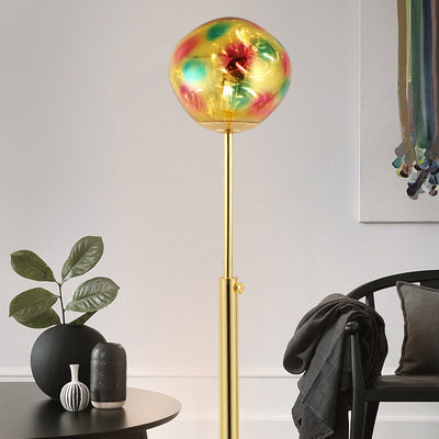 Contemporary Nordic Lava Irregular Circle Adjustable Height Acrylic PVC 1 - Light Standing Floor Lamp For Living Room