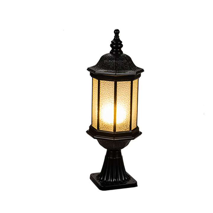 Traditional European Waterproof Aluminum Glass Columnar Shape 1-Light Outdoor Light For Garden