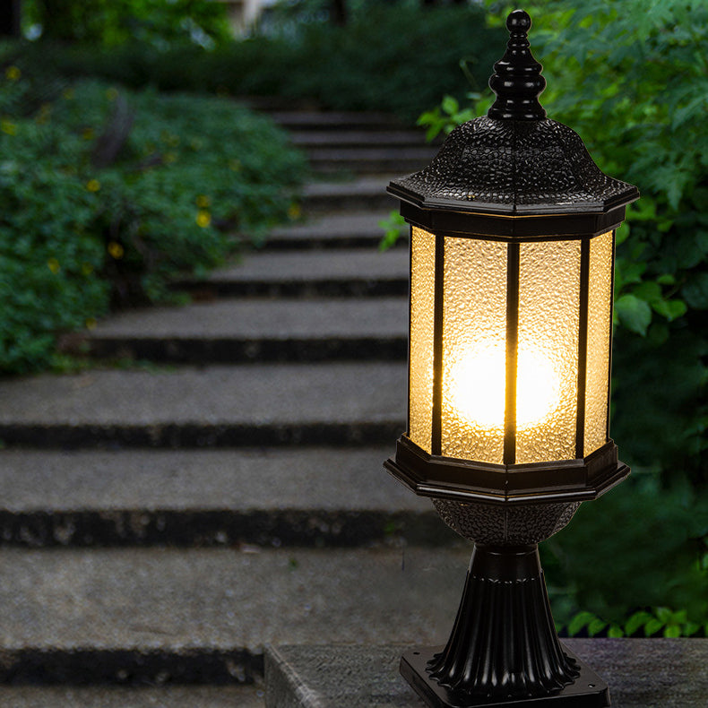 Traditional European Waterproof Aluminum Glass Columnar Shape 1-Light ...