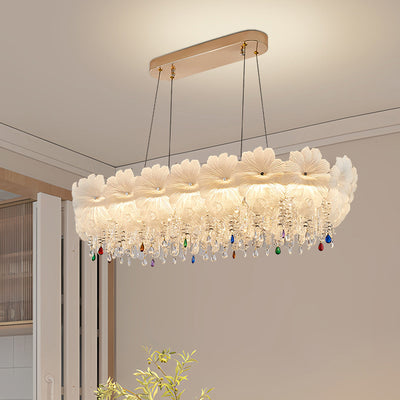 Contemporary Luxury Iron Crystal Glass Flower LED Chandelier For Living Room