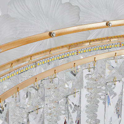 Contemporary Luxury Iron Crystal Glass Flower LED Chandelier For Living Room