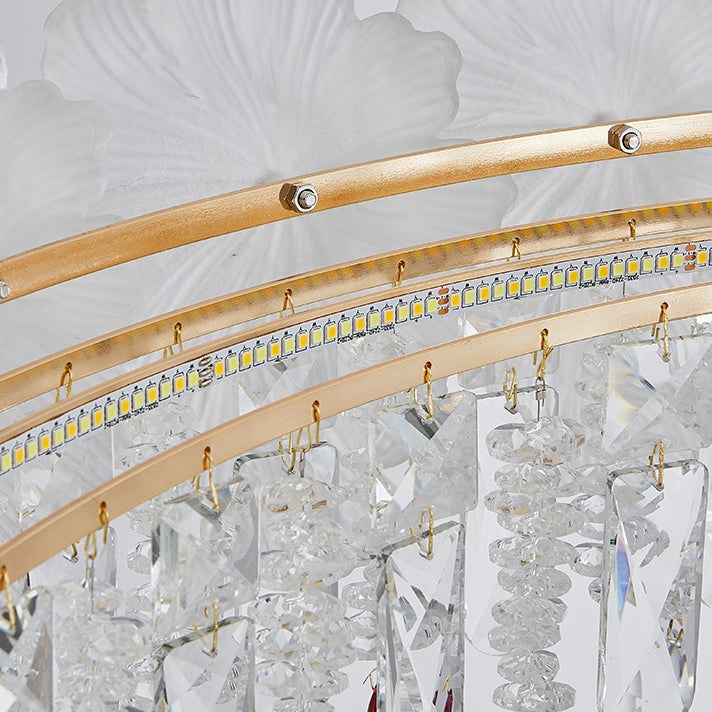 Contemporary Luxury Iron Crystal Glass Flower LED Chandelier For Living Room