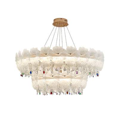Contemporary Luxury Iron Crystal Glass Flower LED Chandelier For Living Room