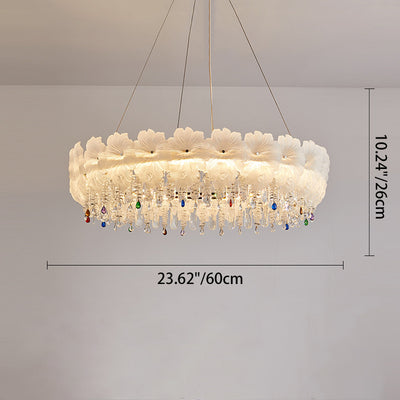 Contemporary Luxury Iron Crystal Glass Flower LED Chandelier For Living Room