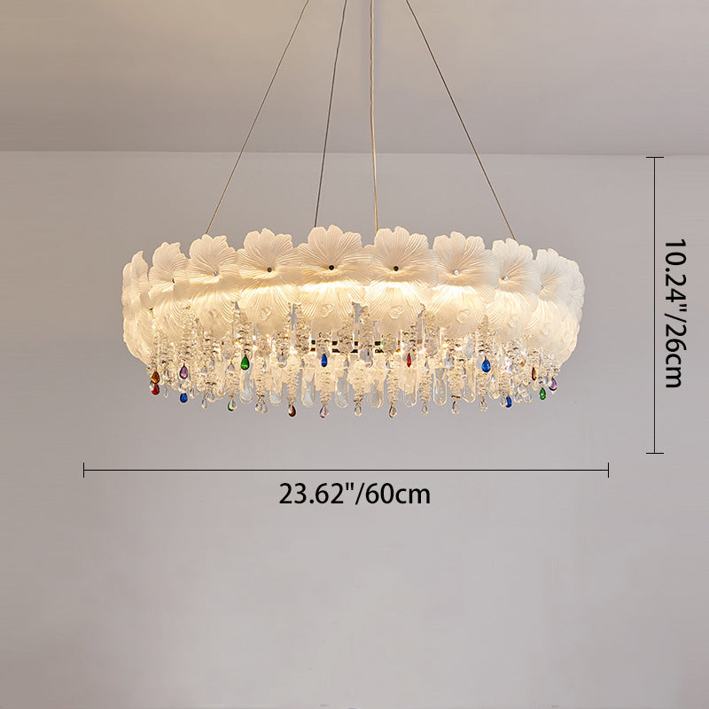 Contemporary Luxury Iron Crystal Glass Flower LED Chandelier For Living Room