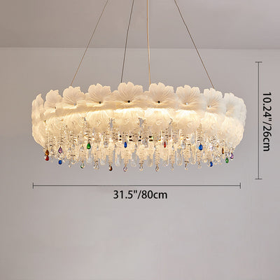 Contemporary Luxury Iron Crystal Glass Flower LED Chandelier For Living Room