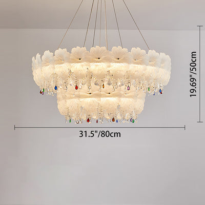 Contemporary Luxury Iron Crystal Glass Flower LED Chandelier For Living Room