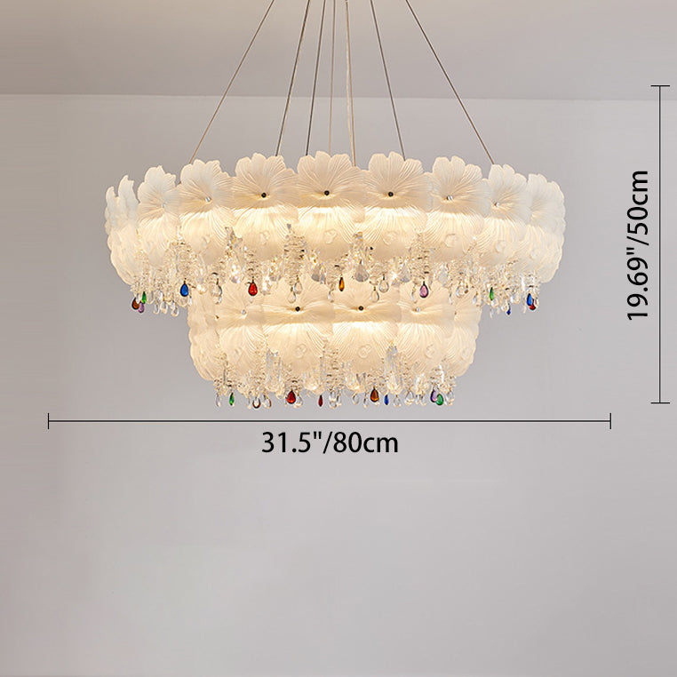 Contemporary Luxury Iron Crystal Glass Flower LED Chandelier For Living Room
