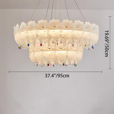 Contemporary Luxury Iron Crystal Glass Flower LED Chandelier For Living Room