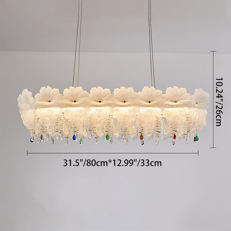 Contemporary Luxury Iron Crystal Glass Flower LED Chandelier For Living Room