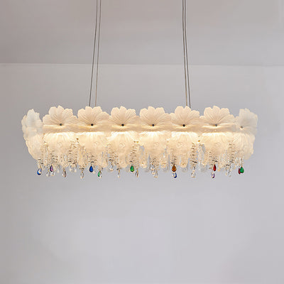 Contemporary Luxury Iron Crystal Glass Flower LED Chandelier For Living Room