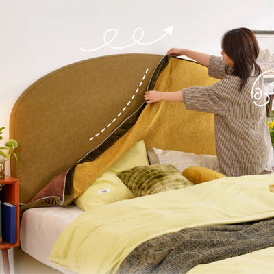 Removable Covers Beech Wood Bed Frame - Retro Customizable & Eco-Friendly Bed