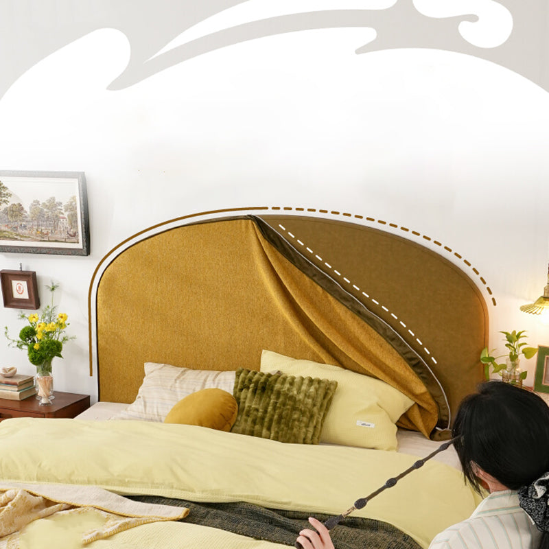 Removable Covers Beech Wood Bed Frame - Retro Customizable & Eco-Friendly Bed