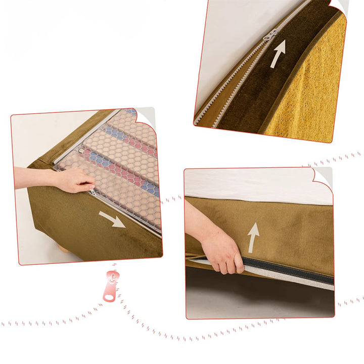 Abnehmbare Bezüge Buchenholz Bettgestell - Retro Anpassbar &amp; Umweltfreundliches Bett 