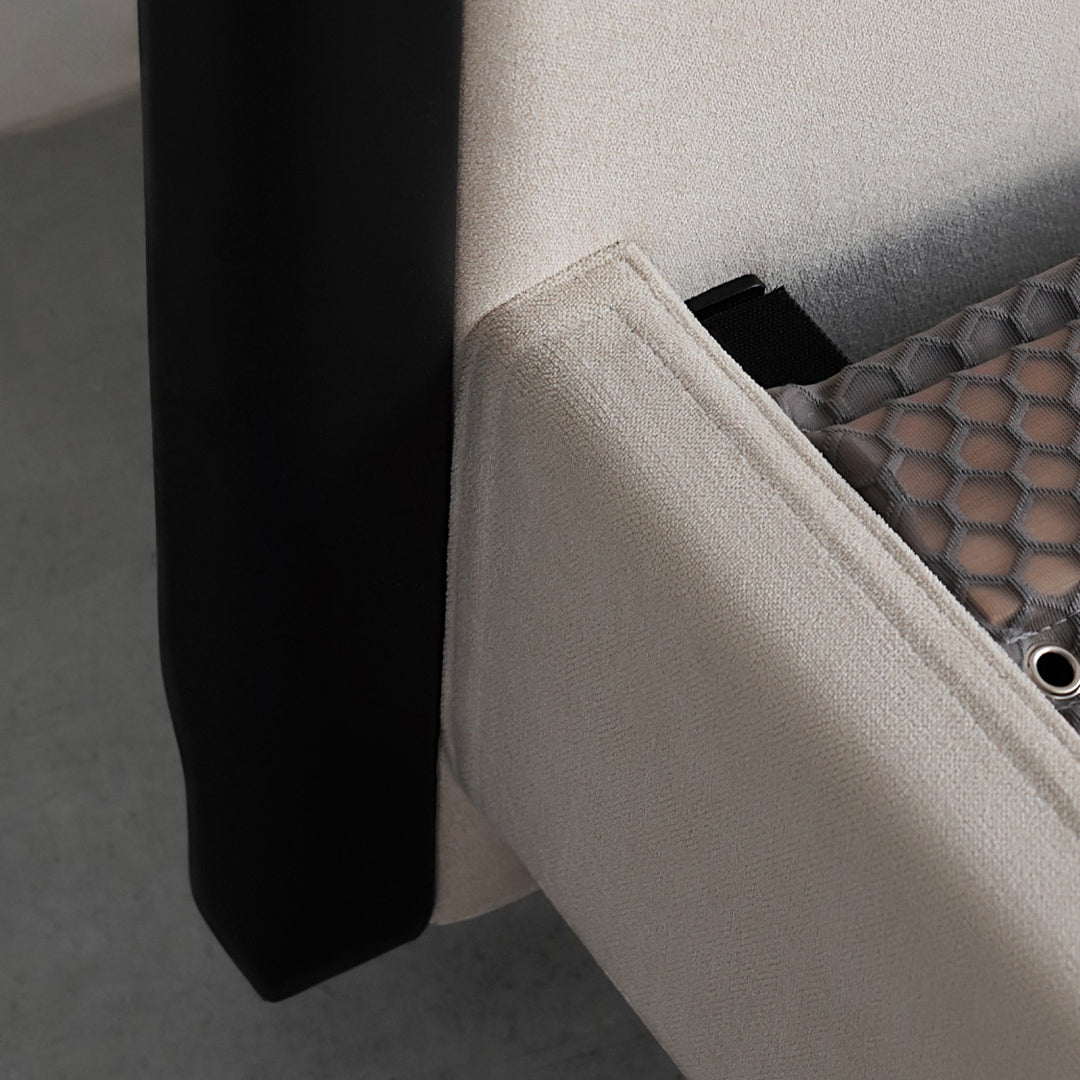 Marco de Cama de Madera Maciza Sin Pintura Ondulada - Diseño Francés de Lino Beige Para Tu Dormitorio 
