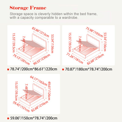 Wavy Paint-Free Solid Wood Bed Frame - Beige Linen French Design For Your Bedroom