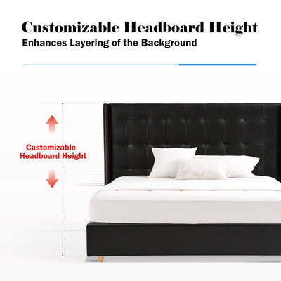 Sustainable Microfiber Leather Curved Canopy Bed Frame - French Design Detachable Fabric Cover Customizable And Elegant For Your Bedroom