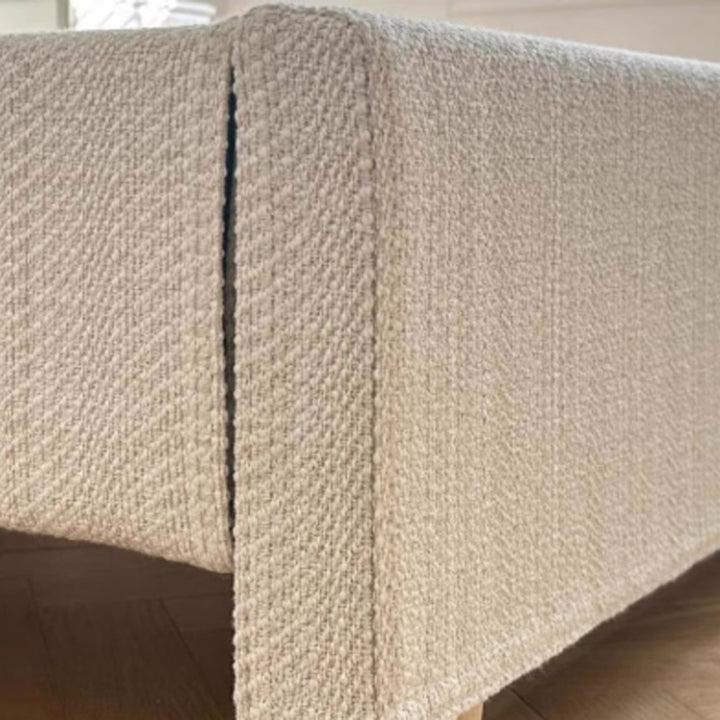 Modern Cream Soft Upholstered Headboard Fabric Bed Frame - Minimalist Elegant Clean Edges Bed For Your Bedroom
