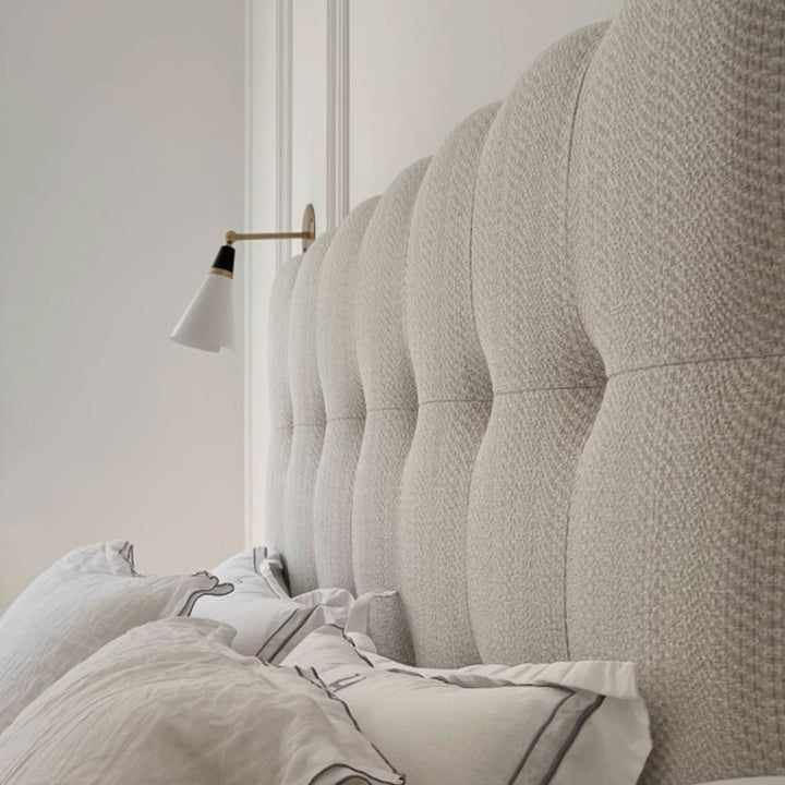 Modern Cream Soft Upholstered Headboard Fabric Bed Frame - Minimalist Elegant Clean Edges Bed For Your Bedroom