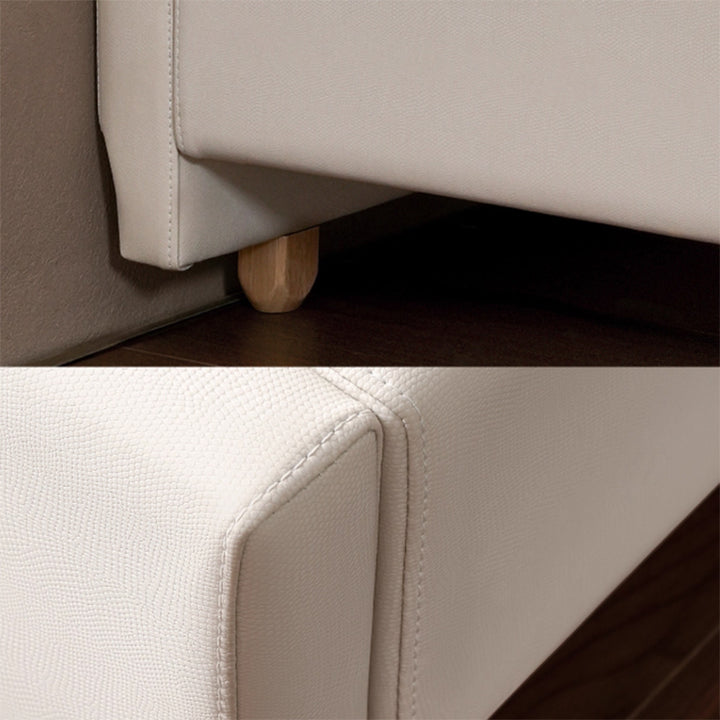 White Vertical Channel Tufted Headboard Bed Frame - French-Style Soft Upholstery &amp; Clean Edge Bed For Your Bedroom