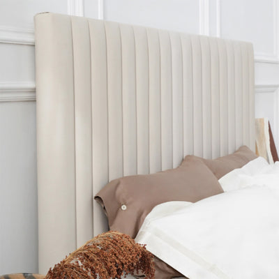 White Vertical Channel Tufted Headboard Bed Frame - French-Style Soft Upholstery & Clean Edge Bed For Your Bedroom