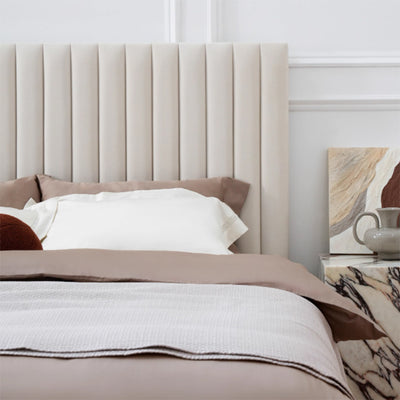 White Vertical Channel Tufted Headboard Bed Frame - French-Style Soft Upholstery & Clean Edge Bed For Your Bedroom