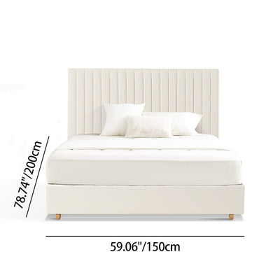 White Vertical Channel Tufted Headboard Bed Frame - French-Style Soft Upholstery & Clean Edge Bed For Your Bedroom