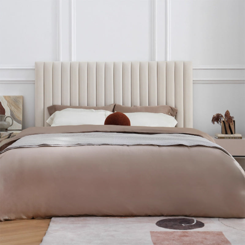 White Vertical Channel Tufted Headboard Bed Frame - French-Style Soft Upholstery & Clean Edge Bed For Your Bedroom