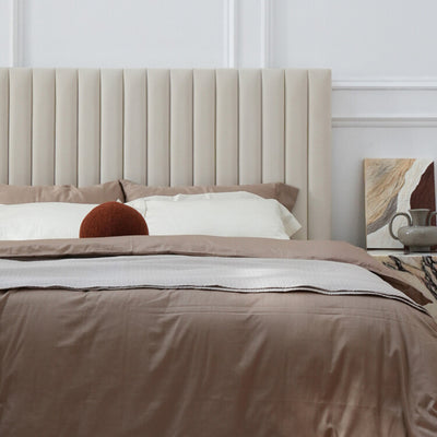 White Vertical Channel Tufted Headboard Bed Frame - French-Style Soft Upholstery & Clean Edge Bed For Your Bedroom