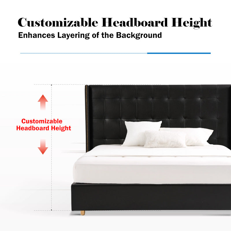 White Vertical Channel Tufted Headboard Bed Frame - French-Style Soft Upholstery &amp; Clean Edge Bed For Your Bedroom