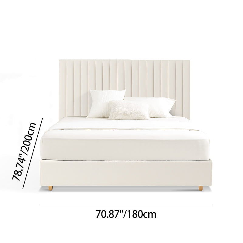White Vertical Channel Tufted Headboard Bed Frame - French-Style Soft Upholstery & Clean Edge Bed For Your Bedroom