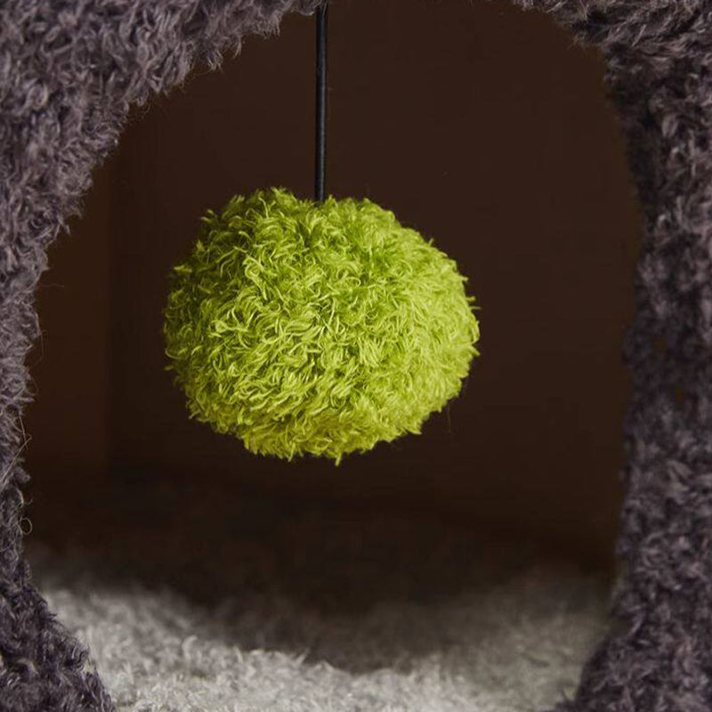 Contemporary Creative Round Medium-Density Fiberboard Velvet Fabric Sisal 1/2-Condo 1-Perch Cat Tree For Bedroom