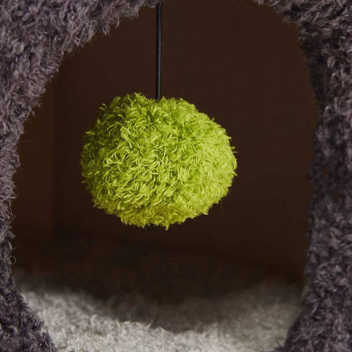 Contemporary Creative Round Medium-Density Fiberboard Velvet Fabric Sisal 1/2-Condo 1-Perch Cat Tree For Bedroom