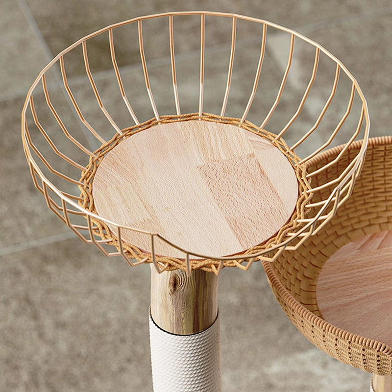 Traditioneller japanischer Rund-Kautschukholz-Naturobstholz-Sisal 1-Katzenwohnung 2-Sitzstangen-Kratzbaum für das Schlafzimmer 