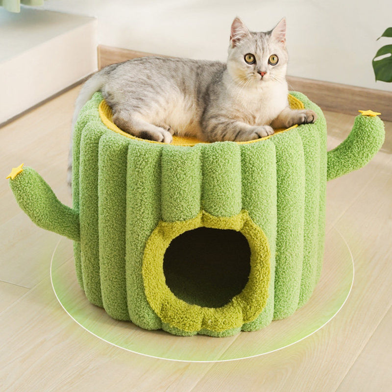 現代的なクリエイティブな丸型ベルベット生地の麻ロープ付き1段コンドミニアム猫ベッド、寝室用 